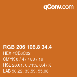 カラーコード: RGB 206 108.8 34.4 | qconv.com
