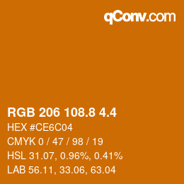 カラーコード: RGB 206 108.8 4.4 | qconv.com