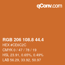 カラーコード: RGB 206 108.8 44.4 | qconv.com