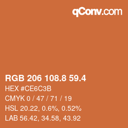 カラーコード: RGB 206 108.8 59.4 | qconv.com