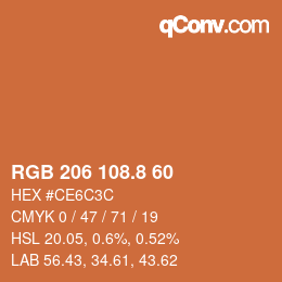 カラーコード: RGB 206 108.8 60 | qconv.com