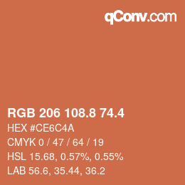 カラーコード: RGB 206 108.8 74.4 | qconv.com
