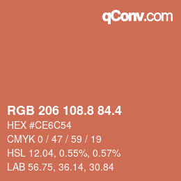 カラーコード: RGB 206 108.8 84.4 | qconv.com