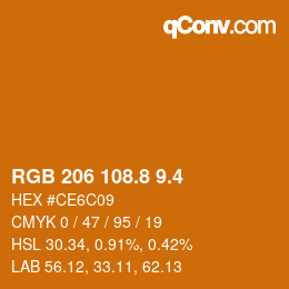 カラーコード: RGB 206 108.8 9.4 | qconv.com