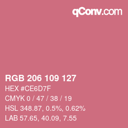 Color code: RGB 206 109 127 | qconv.com