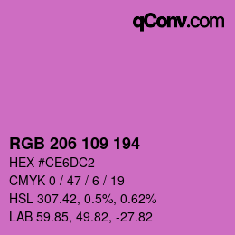 颜色代码: RGB 206 109 194 | qconv.com