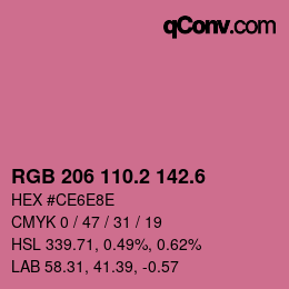 カラーコード: RGB 206 110.2 142.6 | qconv.com