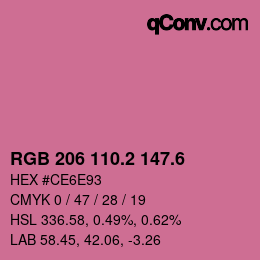 カラーコード: RGB 206 110.2 147.6 | qconv.com