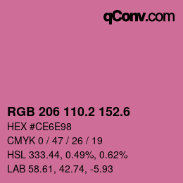 カラーコード: RGB 206 110.2 152.6 | qconv.com