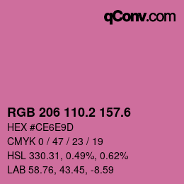 カラーコード: RGB 206 110.2 157.6 | qconv.com