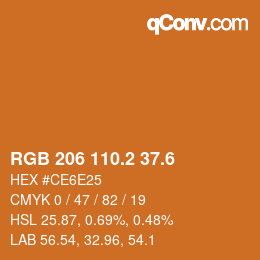 カラーコード: RGB 206 110.2 37.6 | qconv.com