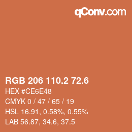 カラーコード: RGB 206 110.2 72.6 | qconv.com