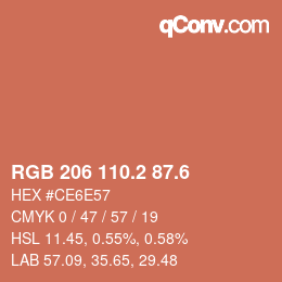 カラーコード: RGB 206 110.2 87.6 | qconv.com