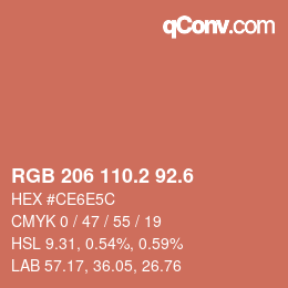 カラーコード: RGB 206 110.2 92.6 | qconv.com
