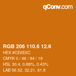 カラーコード: RGB 206 110.6 12.6 | qconv.com