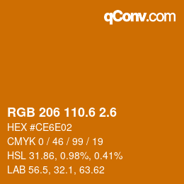 カラーコード: RGB 206 110.6 2.6 | qconv.com