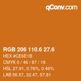 カラーコード: RGB 206 110.6 27.6 | qconv.com