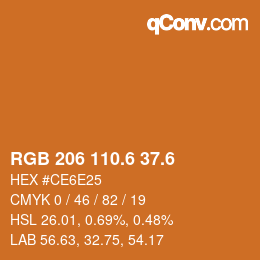 カラーコード: RGB 206 110.6 37.6 | qconv.com
