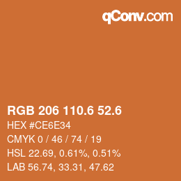 カラーコード: RGB 206 110.6 52.6 | qconv.com
