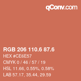 カラーコード: RGB 206 110.6 87.6 | qconv.com