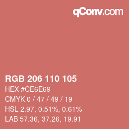 Color code: RGB 206 110 105 | qconv.com