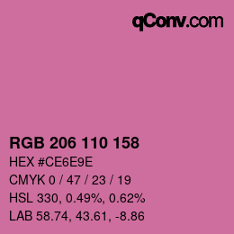 カラーコード: RGB 206 110 158 | qconv.com