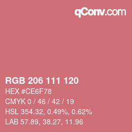 Color code: RGB 206 111 120 | qconv.com