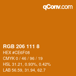 カラーコード: RGB 206 111 8 | qconv.com