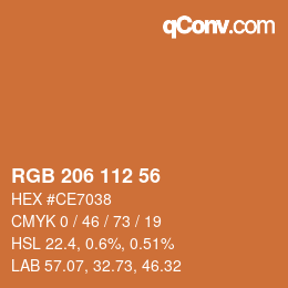 Color code: RGB 206 112 56 | qconv.com