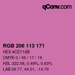 Color code: RGB 206 113 171 | qconv.com