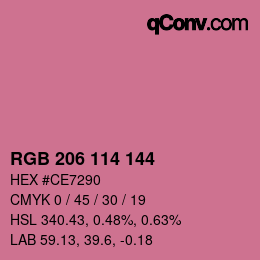 カラーコード: RGB 206 114 144 | qconv.com