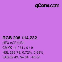 Color code: RGB 206 114 232 | qconv.com