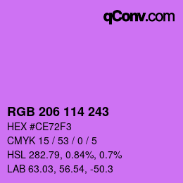 Color code: RGB 206 114 243 | qconv.com