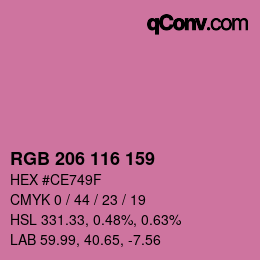 カラーコード: RGB 206 116 159 | qconv.com
