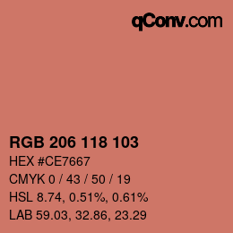 Color code: RGB 206 118 103 | qconv.com