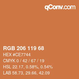 カラーコード: RGB 206 119 68 | qconv.com