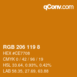 カラーコード: RGB 206 119 8 | qconv.com
