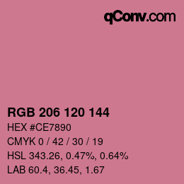 カラーコード: RGB 206 120 144 | qconv.com