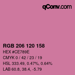 カラーコード: RGB 206 120 158 | qconv.com