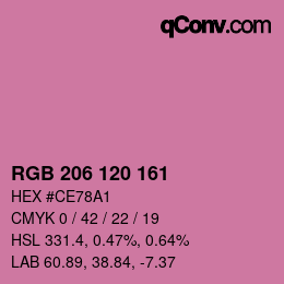 カラーコード: RGB 206 120 161 | qconv.com