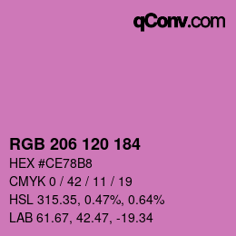 カラーコード: RGB 206 120 184 | qconv.com