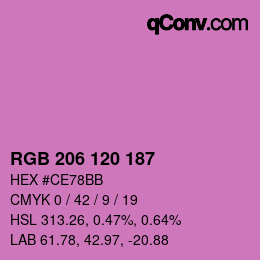 カラーコード: RGB 206 120 187 | qconv.com