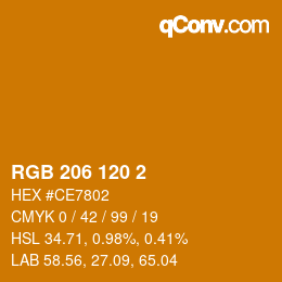 Color code: RGB 206 120 2 | qconv.com