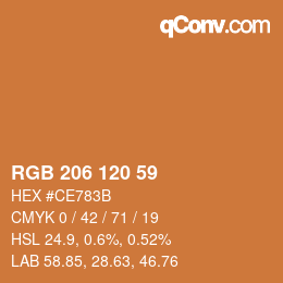 颜色代码: RGB 206 120 59 | qconv.com