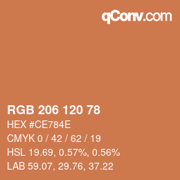 Color code: RGB 206 120 78 | qconv.com