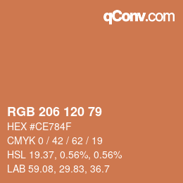 Color code: RGB 206 120 79 | qconv.com