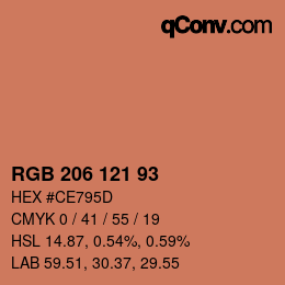 Color code: RGB 206 121 93 | qconv.com