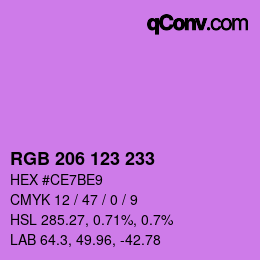 カラーコード: RGB 206 123 233 | qconv.com