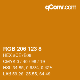 カラーコード: RGB 206 123 8 | qconv.com