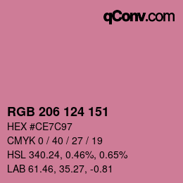 Código de color: RGB 206 124 151 | qconv.com